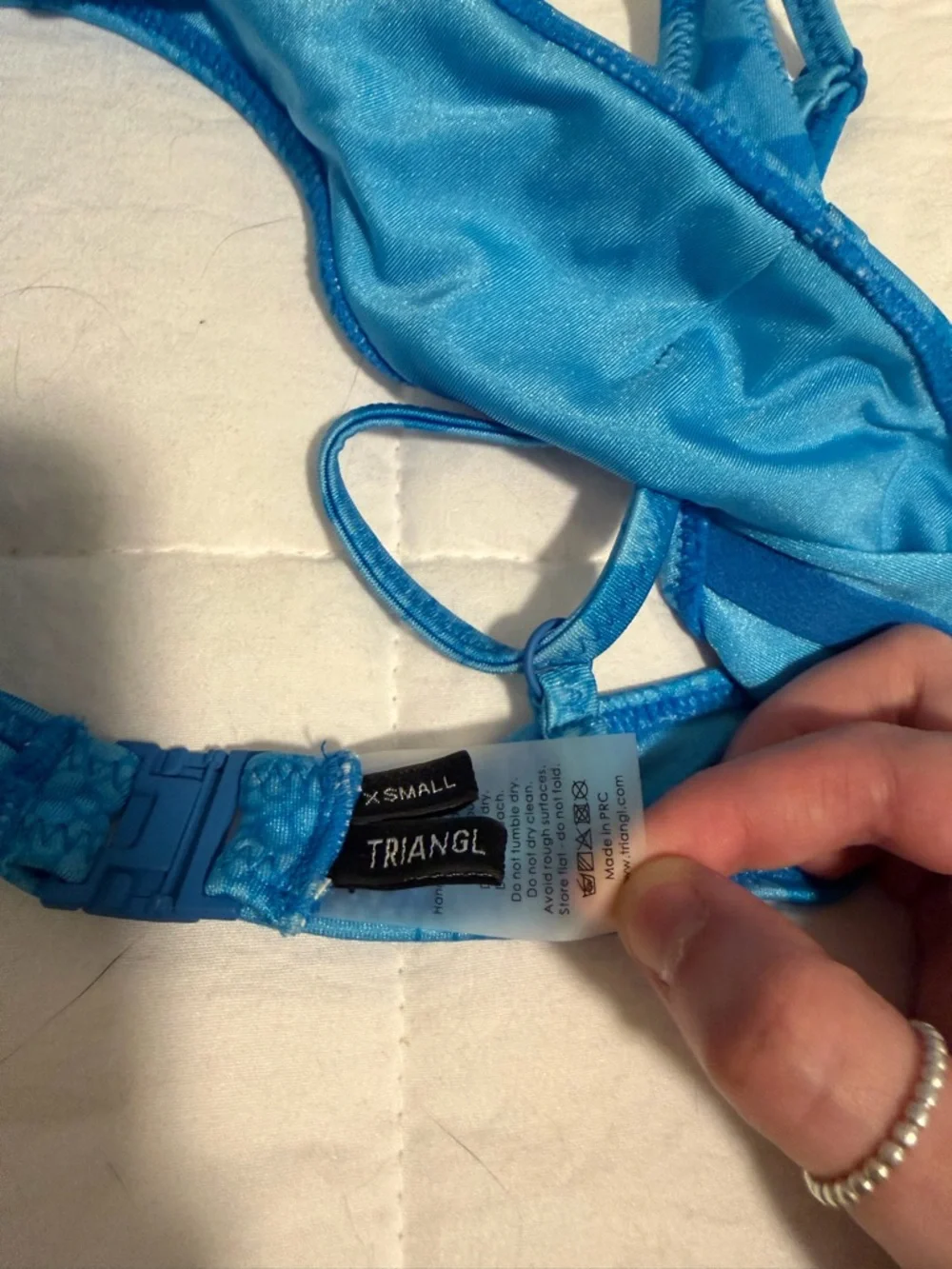 triangl swimwear rina ocean floral blue scoop neck bikini top